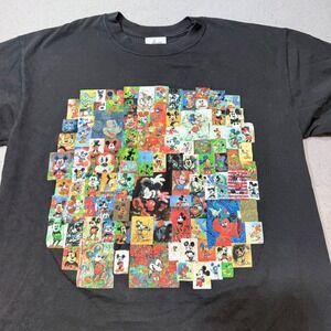 Disneyland Resort Mickey Mouse Collage T Shirt Black Size L Made in USA
